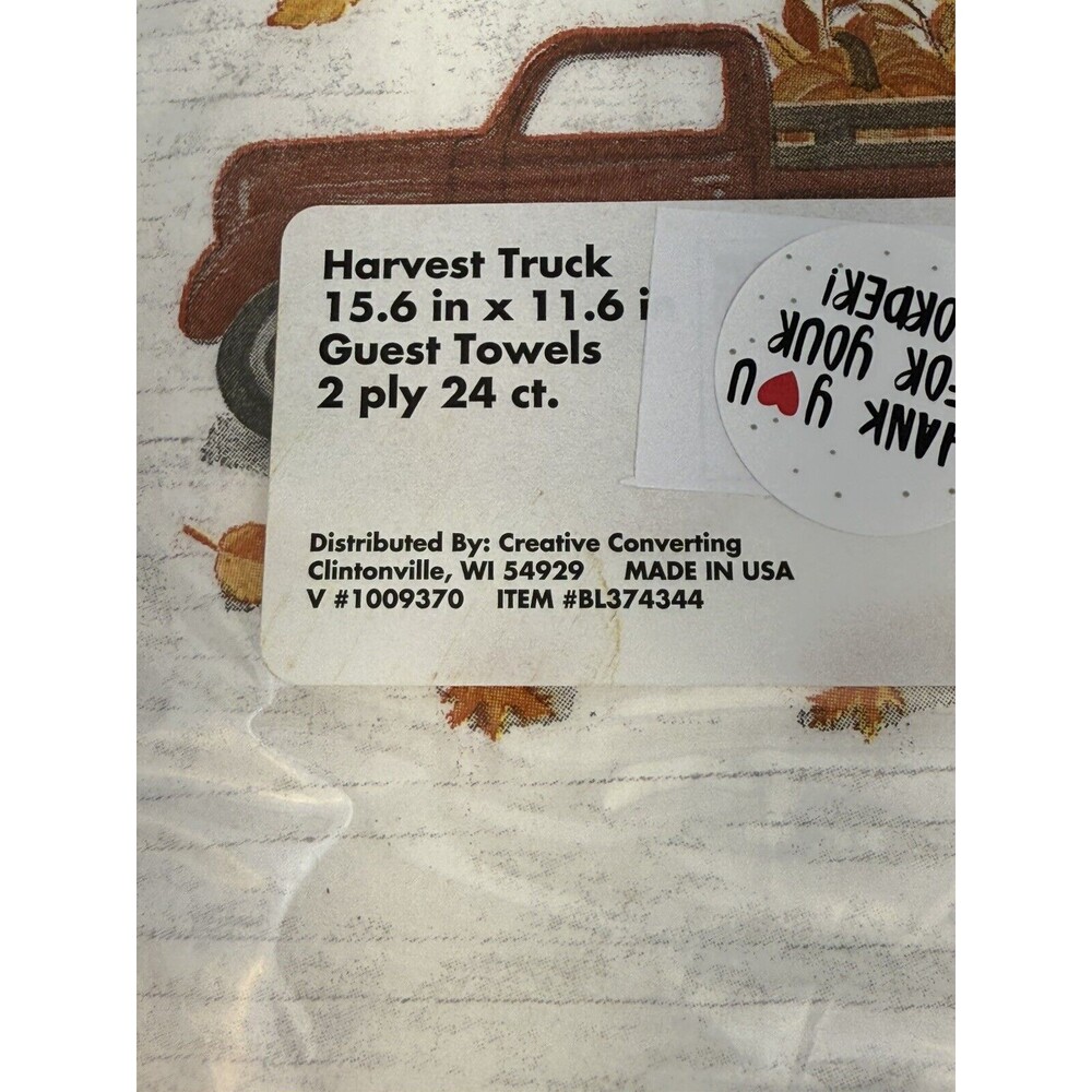NEW THANKSGIVING 48 Pcs HAND Fall Paper Guest Napkins Plaid Pumpkin Disposable - Picture 3 of 3